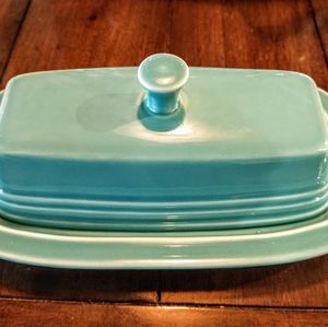 Fiesta Ware Turquoise Butter Dish Fiestaware EUC!!